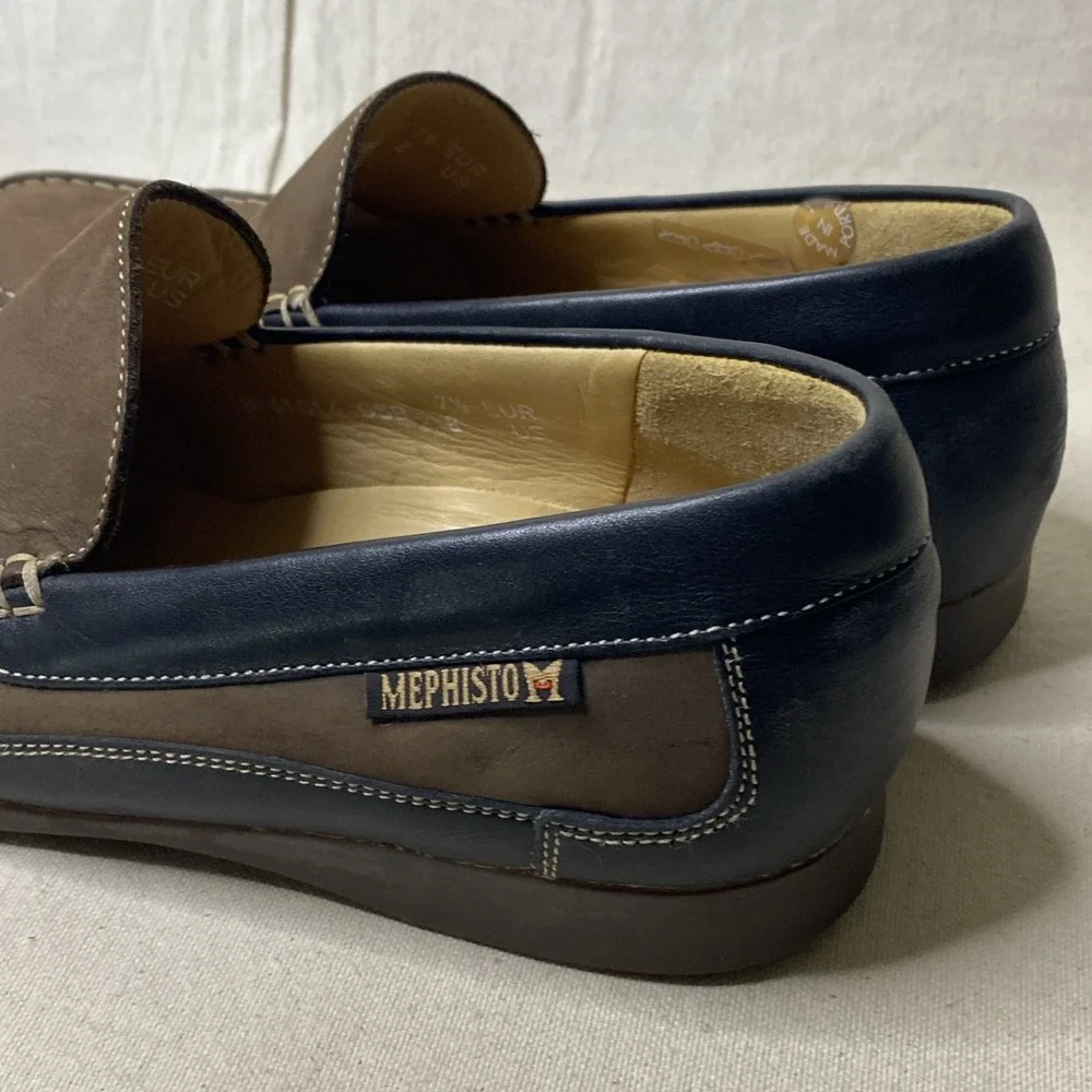 Mephisto Baduard Loafer Shoes Mens 7.5 Brown Nubuck Cool Air Comfort Moc Sip On
